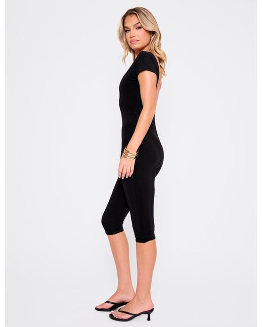 Public Desire Multicolor Backless Capri Pant Jumpsuit Black