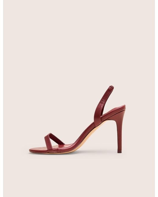 Public Desire Pink Barely Wide Fit Burgundy Pu Round Toe Slingback Stiletto Heels