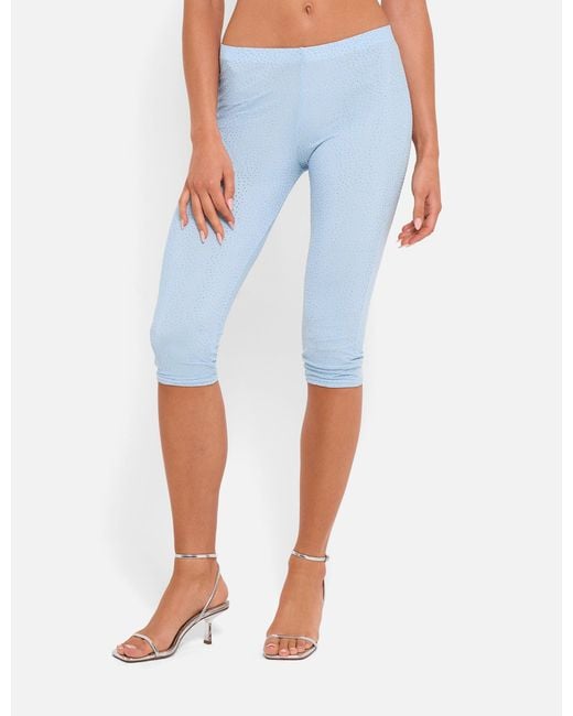 Public Desire White Hotfix High Waist Luxe Slinky Capri Pants Blue