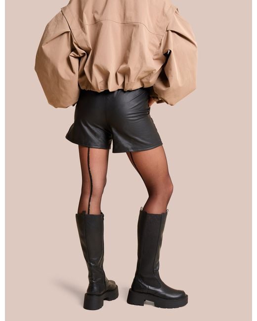 Public Desire Natural High Waist Faux Leather Mini Shorts Black