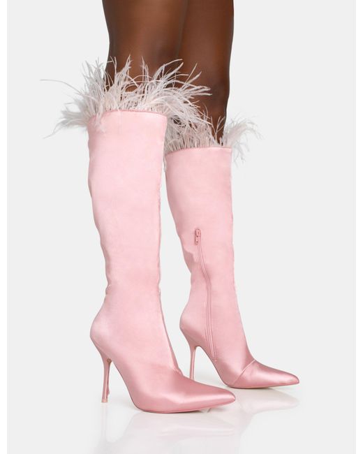 pale pink knee high boots