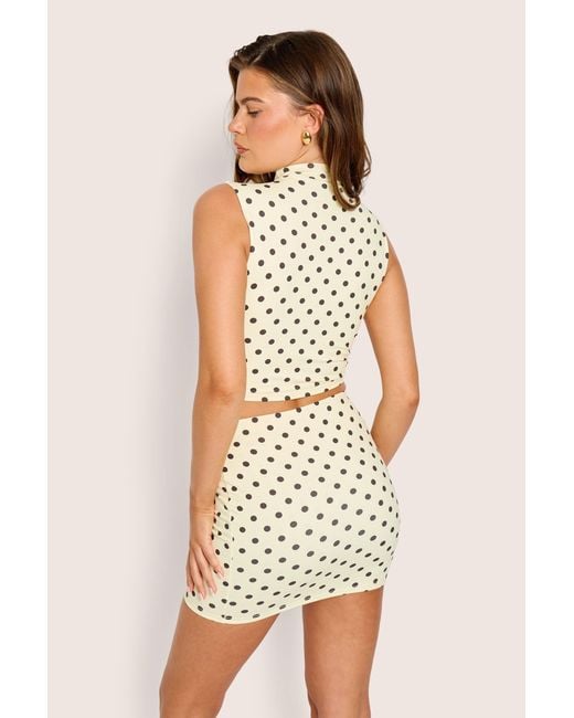 Public Desire Natural Luxe Slinky Polka Dot Mini Skirt Yellow And Brown