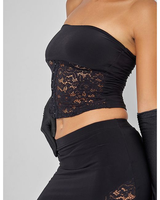 Public Desire Gray Lace Hook And Eye Bandeau Top Co-ord