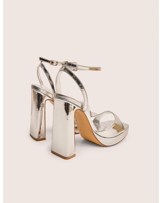 Public Desire Multicolor Resist Silver Mirror Peep Toe Barely There Platform Heels