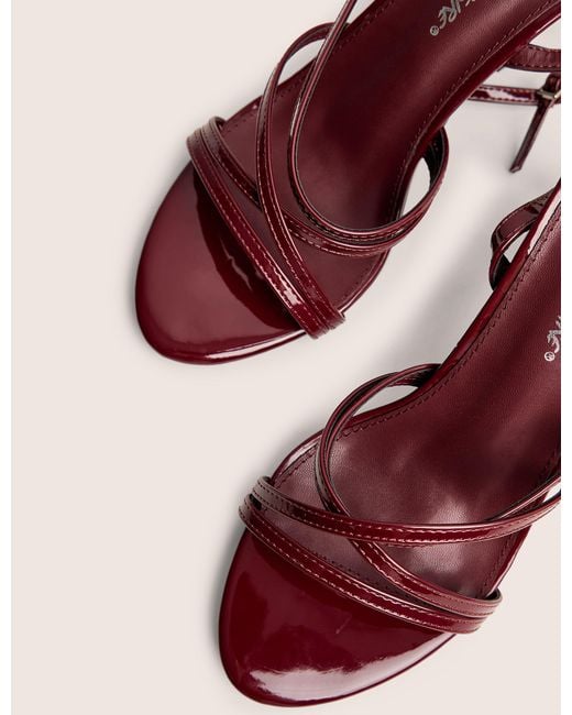 Public Desire Pink Free Spirit Wide Fit Burgundy Strappy Mid Heel