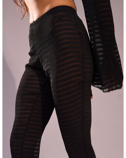 Public Desire Multicolor Laddered Mesh Straight Leg V Waist Pants Black