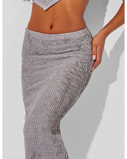 Public Desire Gray Textured Maxi Skirt Co Ord Grey