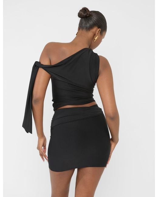 Public Desire Knot Detail Luxe Slinky Mini Skirt Black
