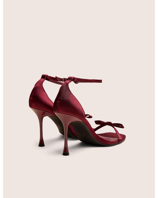 Public Desire Pink Novie Burgundy Ankle Strap Bow Detail Heels