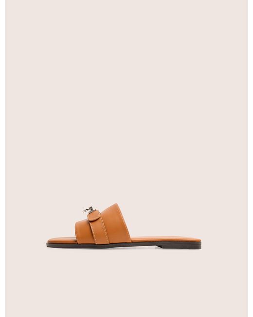 Public Desire Radiance Wide Fit Brown Buckle Trim Flat Sandals