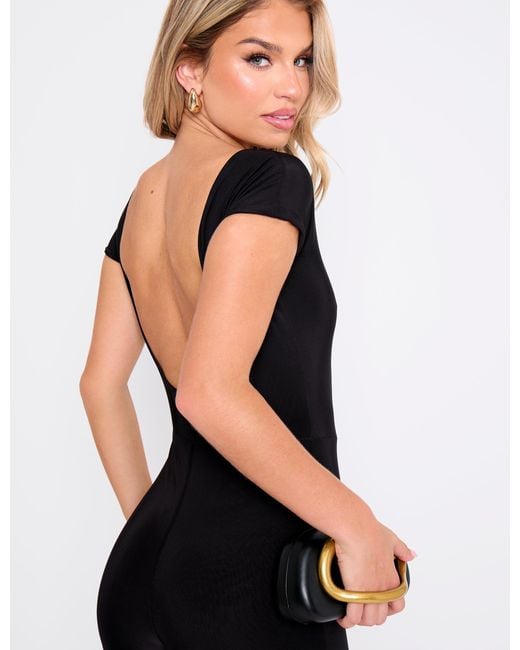 Public Desire Multicolor Backless Capri Pant Jumpsuit Black