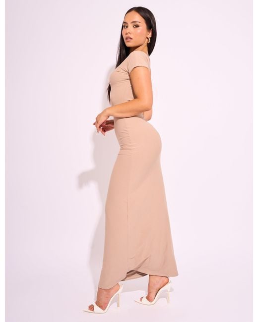 Public Desire Pink Slinky Open Back Detail Luxe Maxi Dress Stone