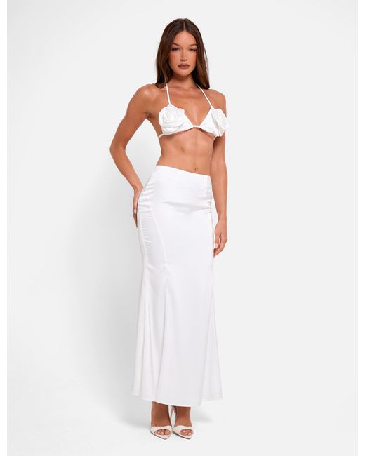 Public Desire Blue Bralet Top With Floral Corsage White