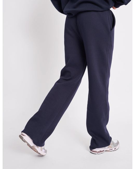 Public Desire Blue Kaiia Logo Wide Leg Sweat Pants Navy