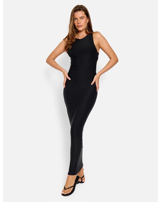 Public Desire Gray Cross Over Back Detail Luxe Slinky Maxi Dress Black