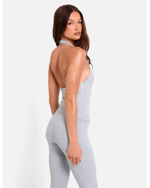 Public Desire White High Waist Luxe Slinky Capri Pants Grey Marl