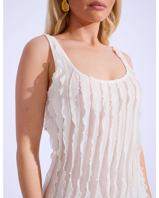 Public Desire Purple Ruffled Detail Maxi Dress Cream