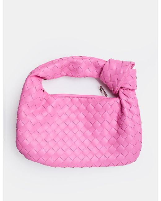 Public Desire The Blame Baby Pink Woven Pu Knot Detail Mini Pu Bag