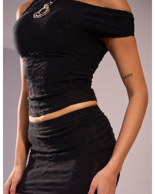 Public Desire Multicolor Distressed Mini Skirt Black