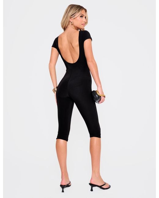 Public Desire Multicolor Backless Capri Pant Jumpsuit Black