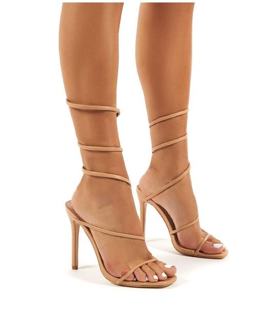 nude wrap around heels