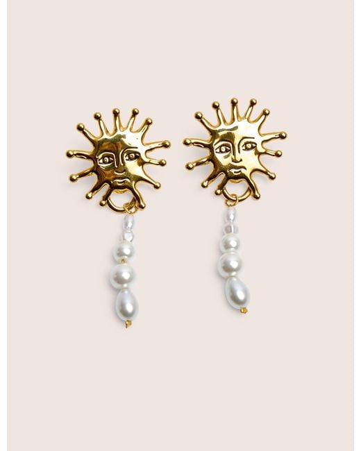 Public Desire Natural Sun Detail Earring With Pearl Droplet