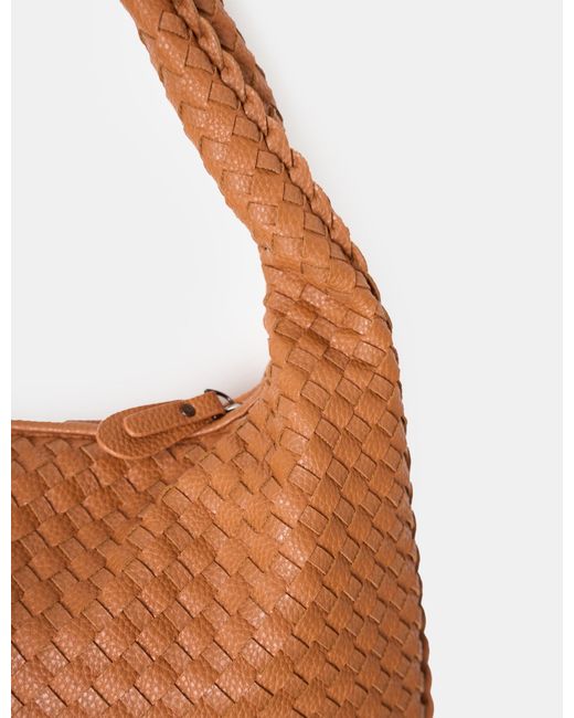 Public Desire Orange The Bailey Tan Woven Medium Bag