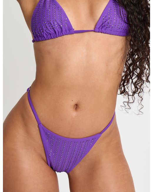Public Desire Multicolor Diamante Detail Bikini Bottoms Purple