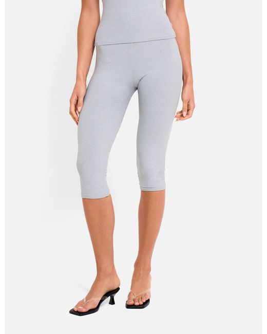 Public Desire White High Waist Luxe Slinky Capri Pants Grey Marl