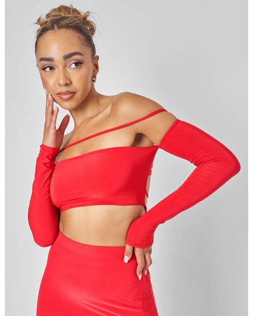 Public Desire Red Bardot Strappy Top Co-ord