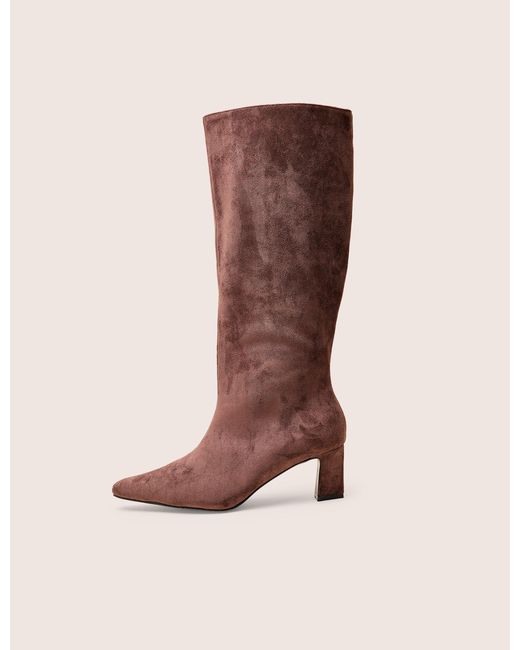 Public Desire Multicolor Boomer Brown Suedette Pointed Toe Knee High Mid Heel Boots