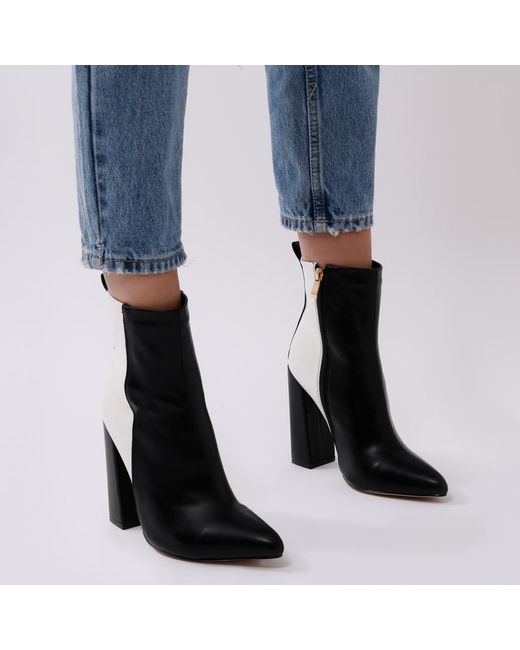 Public Desire Mode Two-tone Ankle Boots In Black And White | Lyst