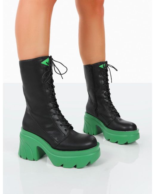 Public Desire Leather Ever Black Green 