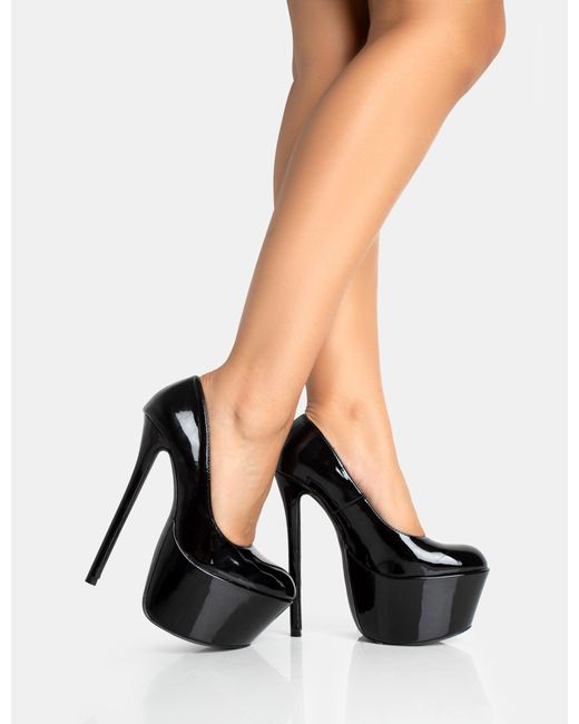 Public Desire Stargaze Black Patent Extreme Court Stiletto Heels