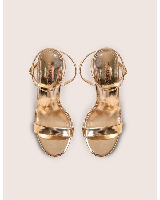 Public Desire White Soho Gold Metallic Barely There Strappy Stiletto Heels