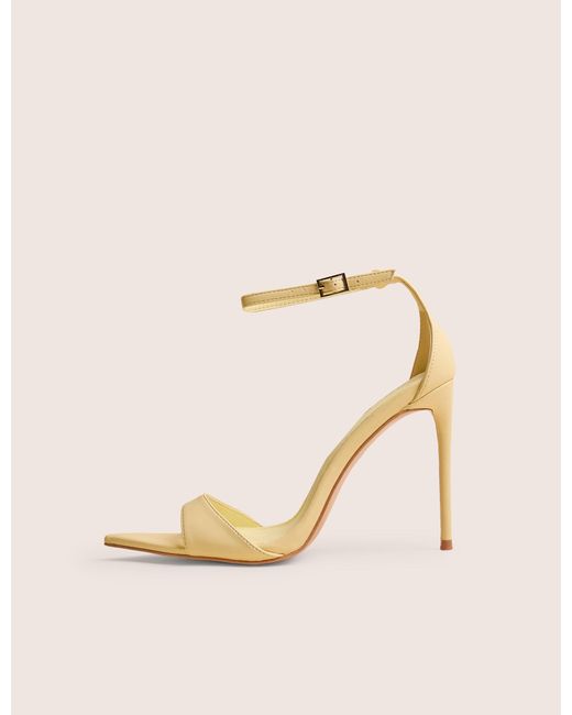 Public Desire White Kelisa Lemon Pu Pointed Toe Barely There Stiletto High Heels