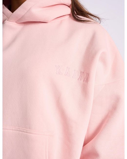 Public Desire Kaiia Logo Embossed Oversized Hoodie Pale Pink