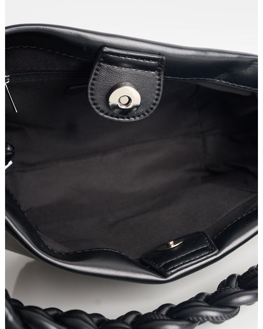 Public Desire Lillian Black Woven Strap Shoulder Bag