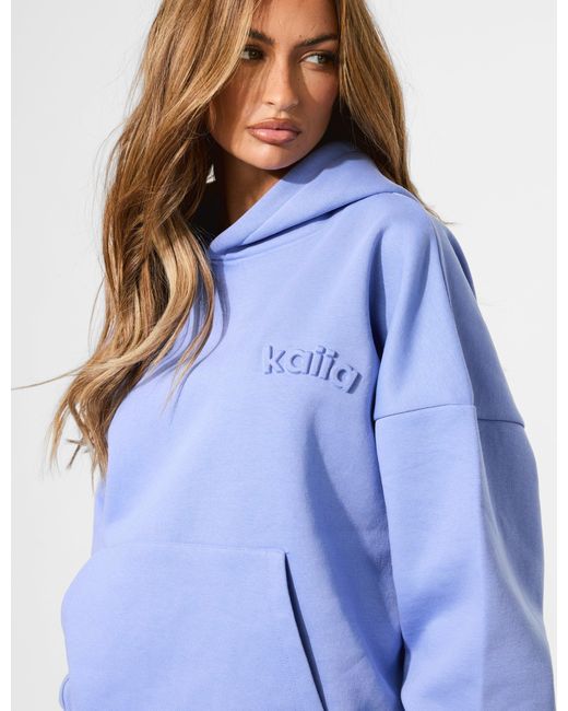 Public Desire Kaiia Embossed Logo Oversized Hoodie Cornflower Blue