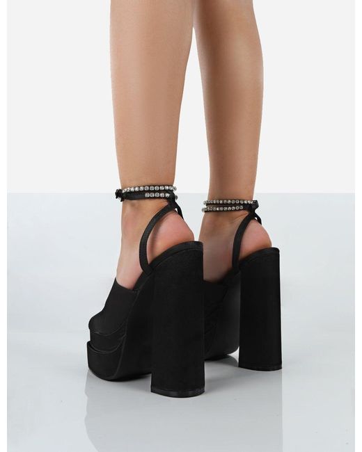 black satin block heels