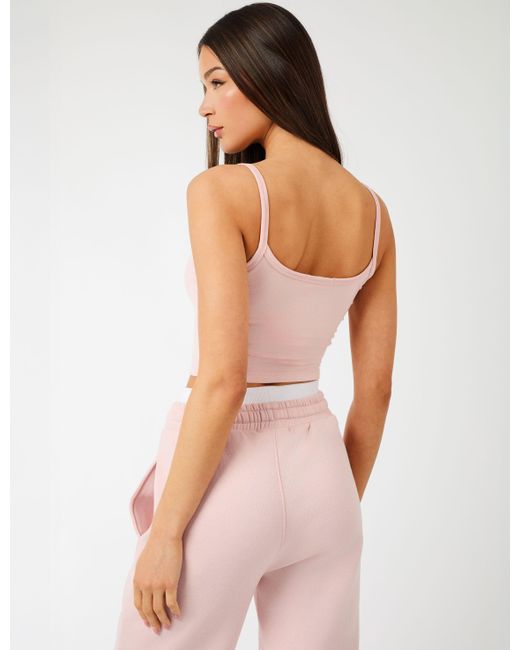 Public Desire Kaiia Label Logo Cami Vest Top Dusty Pink
