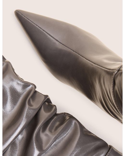Public Desire Natural La Dolce Vita Slate Grey Rouched Kitten Heel Knee High Boots