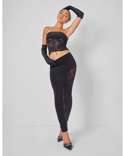 Public Desire Gray Lace Hook And Eye Bandeau Top Co-ord