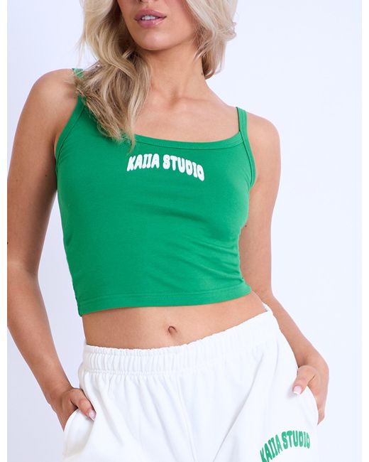 Public Desire Kaiia Studio Bubble Logo Cami Vest Top Green