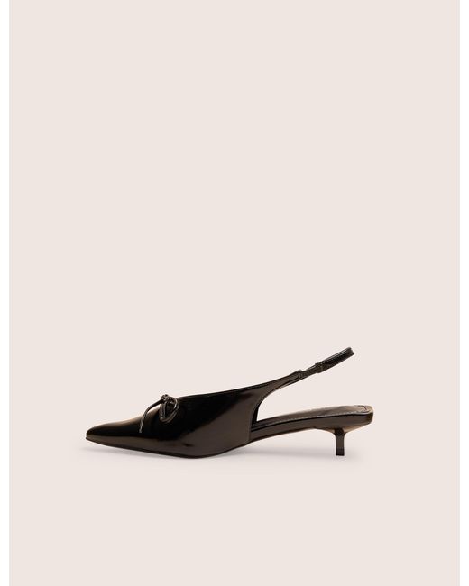 Public Desire Natural Meadow Black Pu Slingback Low Court Heels
