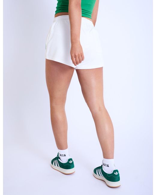 Public Desire Kaiia Studio Bubble Logo Mini Sweat Shorts Off White & Green