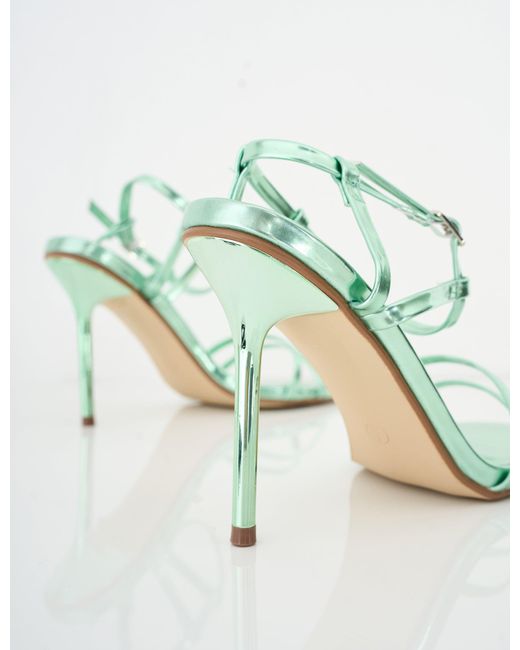 Public Desire Green Idealist Mint Metallic Mirror Double Strap Barely There High Heels