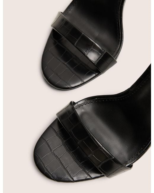 Public Desire Natural Soho Black Croc Barely There Strappy Stiletto Heels