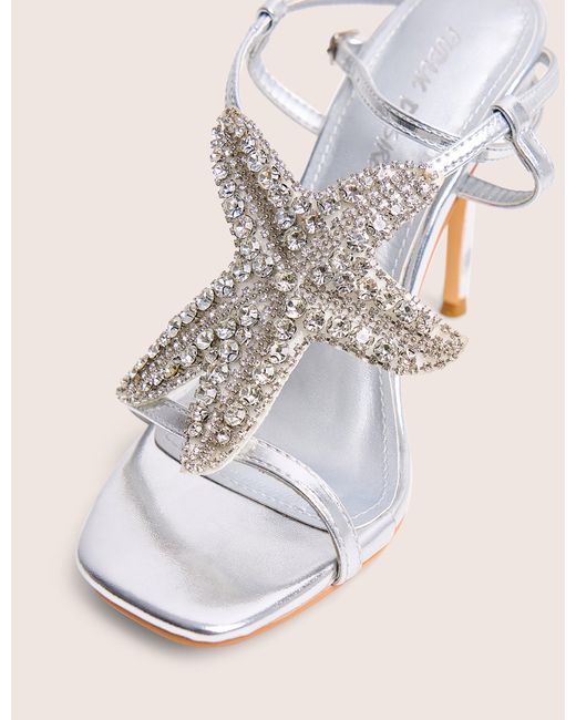 Public Desire Natural Lumi Silver Starfish Detail Tie High Heels