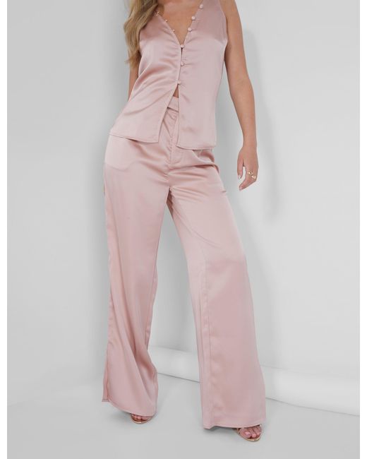 Public Desire Button Detail Satin Waistcoat Top Pink